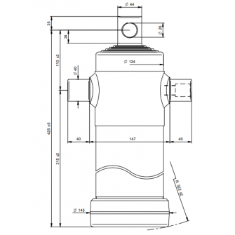 Teleskopski cilinder 5 stopenj 8 ton 1490 mm z luknjo 3094F